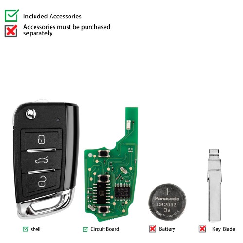 KEYDIY KD NB15-3 Flip Remote Key for VW MQB Type 3 Buttons 5pcs/lot