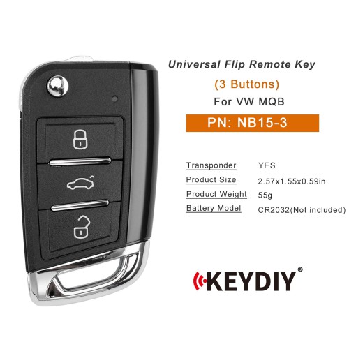 KEYDIY KD NB15-3 Flip Remote Key for VW MQB Type 3 Buttons 5pcs/lot