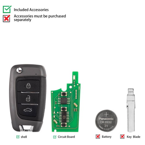 KEYDIY KD B25-3 Flip Remote Key for Hyundai Type 3 Buttons 5pcs/lot