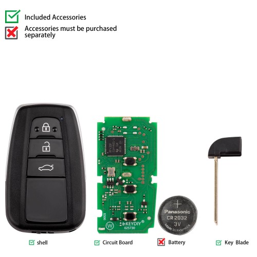 KEYDIY KD TB36-3 Smart Remote Key for Toyota/ Lexus 3 Buttons With 8A Transponder 5pcs/lot