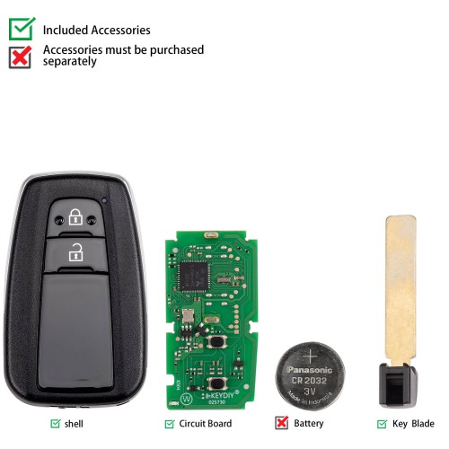 KEYDIY KD TB36-2 for Toyota for Lexus Universal Smart Remote Key 2 Buttons With 8A Transponder 5pcs/lot