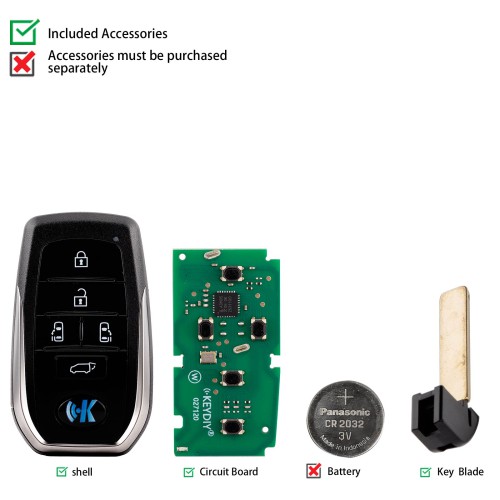 KEYDIY KD ZB35-5 Smart Remote Key for Toyota Type 5 Buttons 5pcs/lot