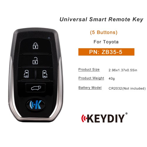 KEYDIY KD ZB35-5 Smart Remote Key for Toyota Type 5 Buttons 5pcs/lot