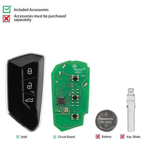 KEYDIY KD ZB25-3 Smart Remote Key for VW Type 3 Buttons 5pcs/lot