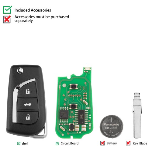 KEYDIY KD B13-3  Flip Remote Key for Toyota Type 3 Buttons 5pcs/lot