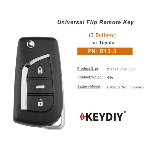 KEYDIY KD B13-3  Flip Remote Key for Toyota Type 3 Buttons 5pcs/lot