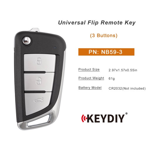 KEYDIY KD NB59-3 Flip Remote Key 3 Buttons 5pcs/lot