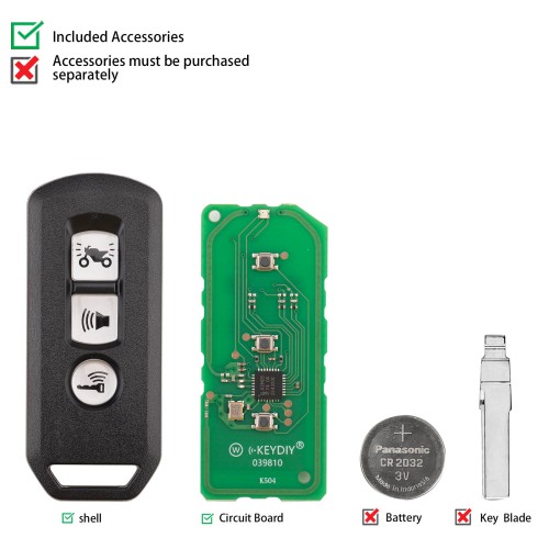 KEYDIY KD ZB51-3 Smart Remote Key for Motorcycle Type 3 Buttons 5pcs/lot
