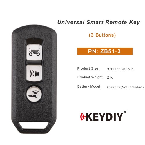 KEYDIY KD ZB51-3 Smart Remote Key for Motorcycle Type 3 Buttons 5pcs/lot
