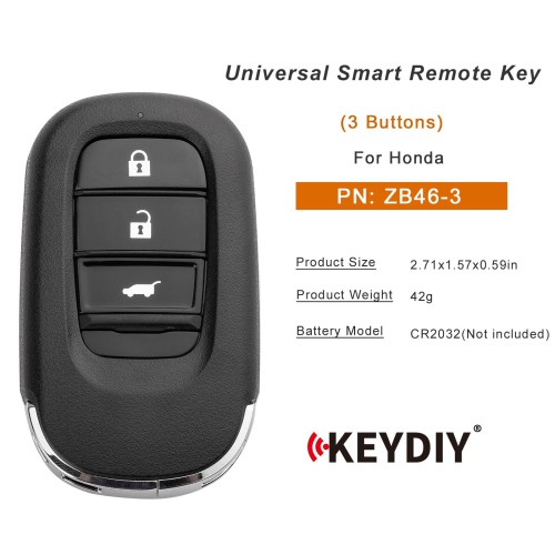 KEYDIY KD ZB46-3 (Trunk) Smart Remote Key for Honda Type 3 Buttons 5pcs/lot