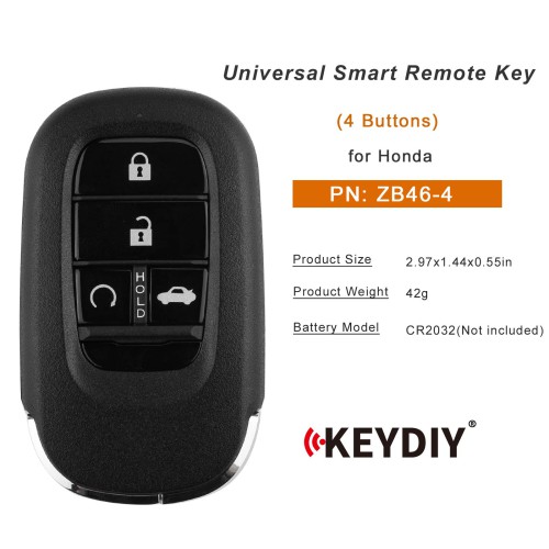 KEYDIY KD ZB46-4 (Start) Smart Remote Key for Honda Type 4 Buttons 5pcs/lot