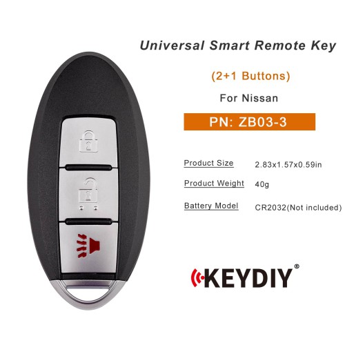 KEYDIY KD ZB03-3 Smart Remote Key for Nissan Type 2+1 Buttons 5pcs/lot