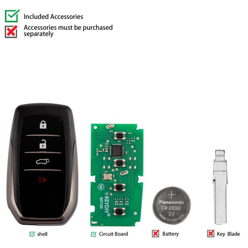 KEYDIY KD ZB35-4 Smart Remote Key for Toyota Type 3+1 Buttons 5pcs/lot