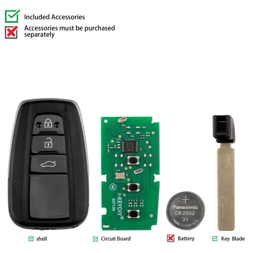 KEYDIY KD ZB36-3 Smart Remote Key for Toyota Type 3 Buttons 5pcs/lot