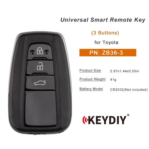 KEYDIY KD ZB36-3 Smart Remote Key for Toyota Type 3 Buttons 5pcs/lot
