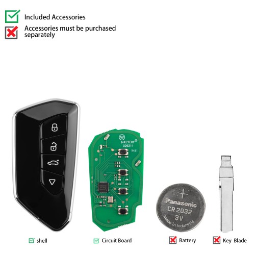 KEYDIY KD ZB25-4 Smart Remote Key for VW Type 4 Buttons 5pcs/lot