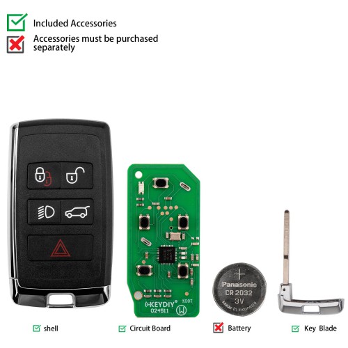 KEYDIY KD ZB24-5 Smart Remote Key for Land Rover Type 4+1 Buttons 5pcs/lot