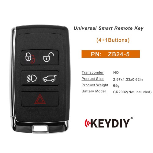 KEYDIY KD ZB24-5 Smart Remote Key for Land Rover Type 4+1 Buttons 5pcs/lot