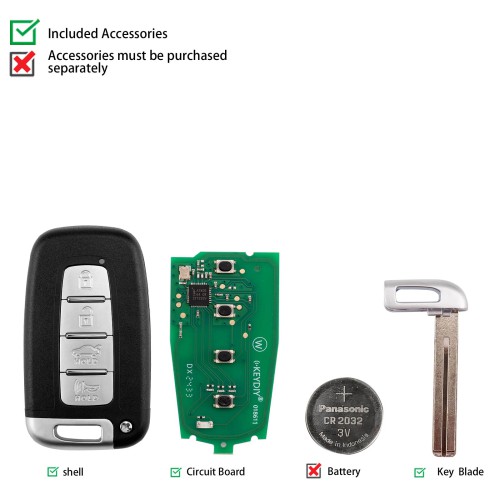 KEYDIY KD ZB04-4 Smart Remote (Right Slot) for Hyundai Type 3+1 Buttons 5pcs/lot