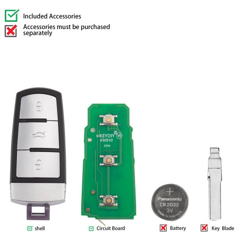 KEYDIY KD ZB37-3 Smart Remote Key for VW Type 3 Buttons 5pcs/lot