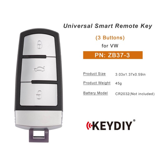 KEYDIY KD ZB37-3 Smart Remote Key for VW Type 3 Buttons 5pcs/lot