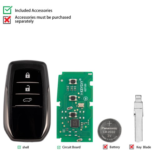 KEYDIY KD ZB35-3 Smart Remote Key for Toyota Type 3 Buttons 5pcs/lot