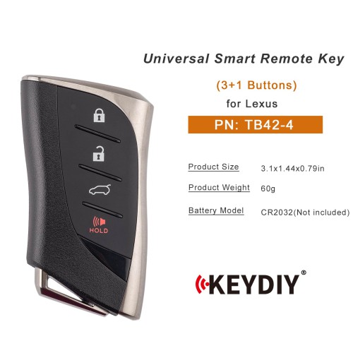 KEYDIY KD TB42-4 Smart Remote Key for Lexus Type 3+1 Buttons 5pcs/lot
