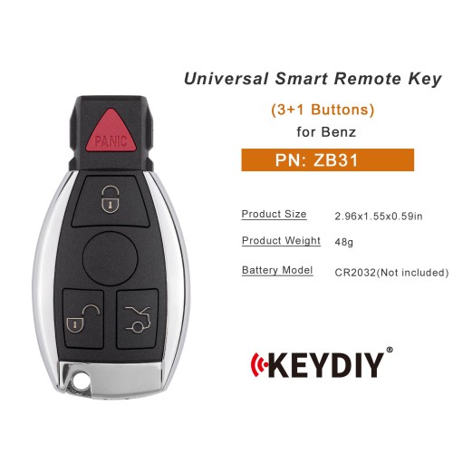 KEYDIY KD ZB31 Smart Remote Key for Benz Type 3+1 Buttons 5pcs/lot