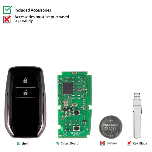 KEYDIY KD TB01-2 Smart Remote Key for Toyota Type 2 Buttons 5pcs/lot