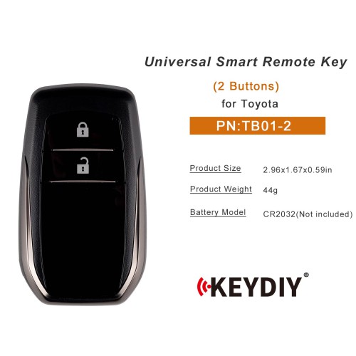 KEYDIY KD TB01-2 Smart Remote Key for Toyota Type 2 Buttons 5pcs/lot