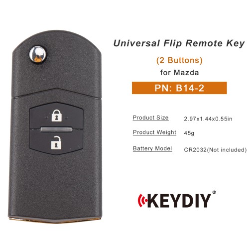 KEYDIY KD B14-2 Flip Remote Key for Mazda Type 2 Buttons 5pcs/lot