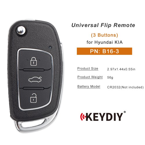 KEYDIY KD B16-3 Flip Remote Key for Hyundai KIA Type 3 Buttons 5pcs/lot