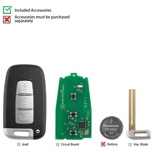 KEYDIY KD ZB04-3 Smart Remote Key (Middle Slot) for Hyundai Type 3 Buttons 5pcs/lot