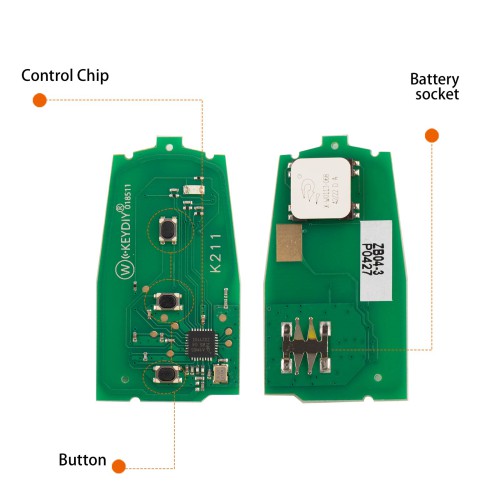 KEYDIY KD ZB04-3 Smart Remote Key (Middle Slot) for Hyundai Type 3 Buttons 5pcs/lot