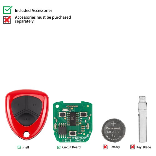 KEYDIY KD B17 (Punctate) Remote for Ferrari Type Red Color 3 Buttons 5pcs/lot