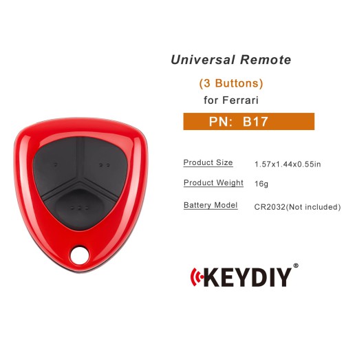 KEYDIY KD B17 (Punctate) Remote for Ferrari Type Red Color 3 Buttons 5pcs/lot