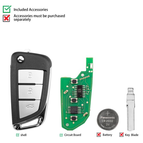 KEYDIY KD B59-3 Flip Remote Key 3 Buttons 5pcs/lot