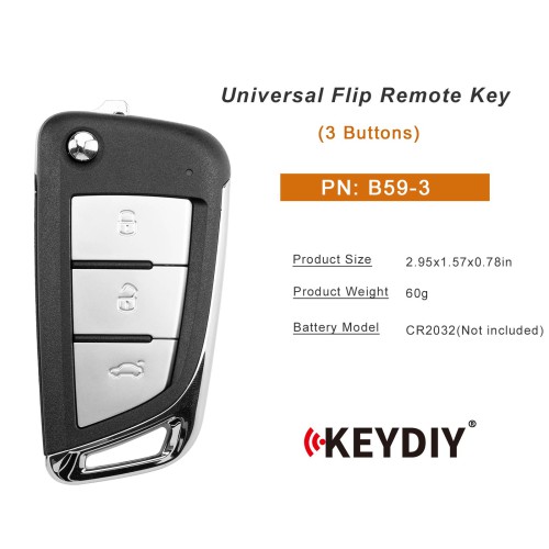 KEYDIY KD B59-3 Flip Remote Key 3 Buttons 5pcs/lot