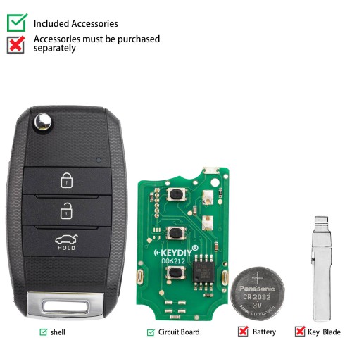 KEYDIY KD B19-3 Flip Remote Key for KIA Type 3 Buttons 5pcs/lot