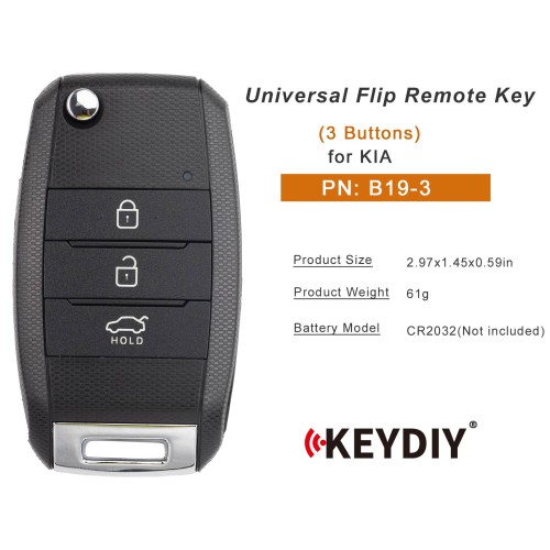 KEYDIY KD B19-3 Flip Remote Key for KIA Type 3 Buttons 5pcs/lot