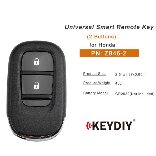 KEYDIY KD ZB46-2 Smart Remote Key for Honda Type 2 Buttons 5pcs/lot