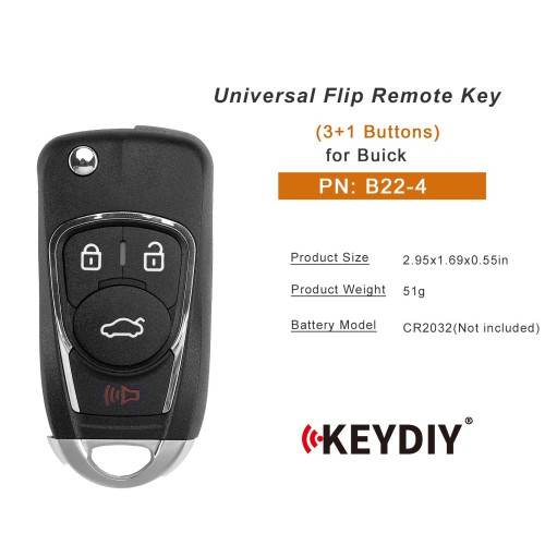 KEYDIY KD B22-4 Flip Remote Key for Buick Type 3+1 Buttons 5pcs/lot