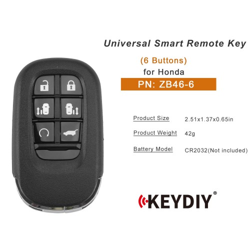 KEYDIY KD ZB46-6 Smart Remote Key for Honda Type 6 Buttons 5pcs/lot