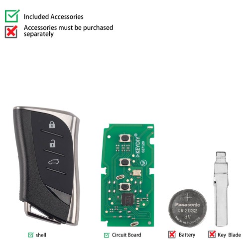 KEYDIY KD ZB42-3 Smart Remote Key for Lexus Type 3 Buttons 5pcs/lot