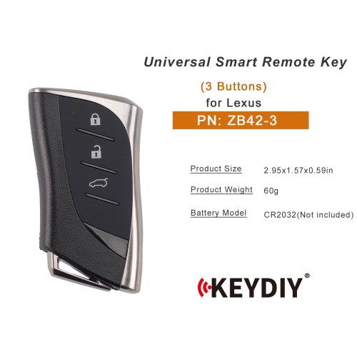 KEYDIY KD ZB42-3 Smart Remote Key for Lexus Type 3 Buttons 5pcs/lot