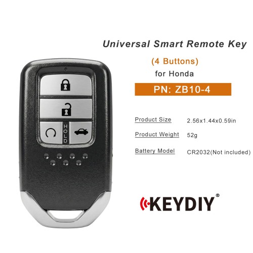 KEYDIY KD ZB10-4 Smart Remote Key (Start) for Honda Type 4 Buttons 5pcs/lot