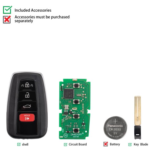 KEYDIY KD TB36-4 Smart Remote Key for Toyota/ Lexus 3+1 Buttons With 8A Transponder 5pcs/lot