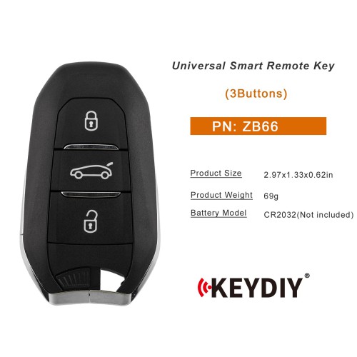 KEYDIY KD ZB66 Smart Remote Key for Peugeot/Citroen Style 3 Buttons 1pc