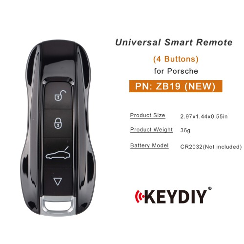 KEYDIY KD ZB19 (NEW) Smart Remote Key for POR Type 3 Buttons 5pcs/lot