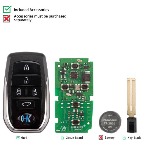 KEYDIY TIB01-5 Smart Key for Toyota Type 5 Buttons
